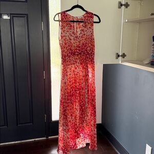 Calvin Klein size 10 red floral midi dress